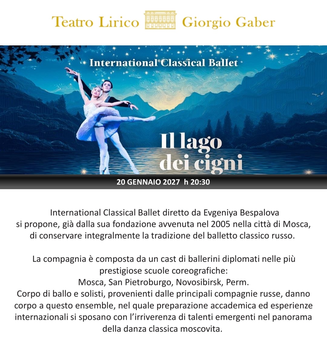 Teatro Nazionale e Lirico! Stagione 2026/2027